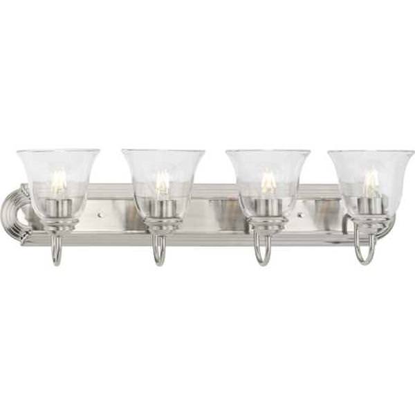4 Light 120 volt Brushed Nickel Vanity Etched Glass Light Fixture