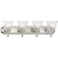 Progress Lighting 4 Light 120 volt Brushed Nickel Vanity Etched Glass Light Fixture