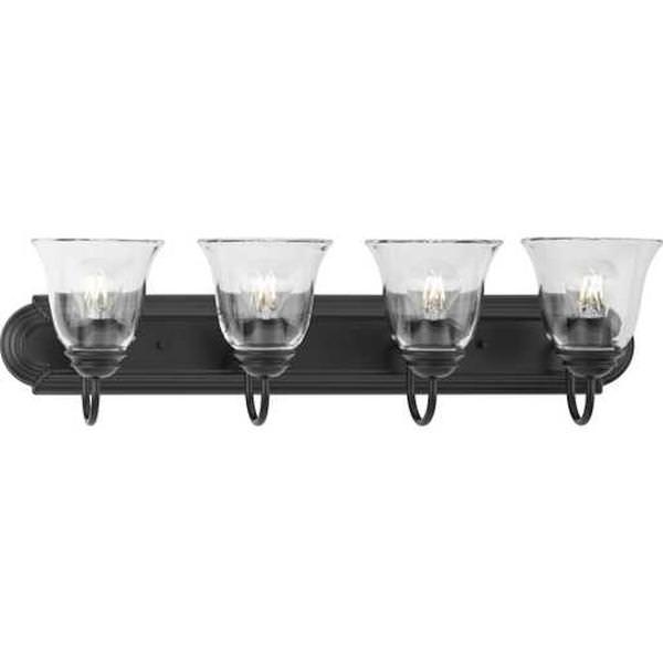 4 Light 120 volt Matte Black Vanity Etched Glass Light Fixture