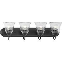Progress Lighting 4 Light 120 volt Matte Black Vanity Etched Glass Light Fixture