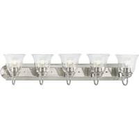Progress Lighting 5 Light 120 volt Brushed Nickel Vanity Etched Glass Light Fixture