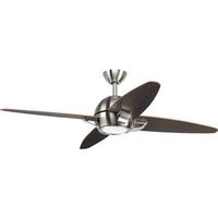 Progress Lighting 54" Brushed Nickel 4 Black Blade Indoor LED Ceiling Fan