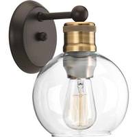Progress Lighting 1 Light 120 volt Antique Bronze Vanity Clear Spherical Glass Light Fixture