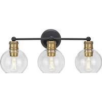 View 3 Light 120 volt Antique Bronze Vanity Clear Spherical Glass Light Fixture