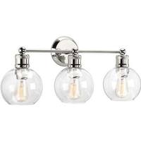 View 3 Light 120 volt Polished Nickel Vanity Clear Spherical Glass Light Fixture