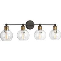 Progress Lighting 4 Light 120 volt Antique Bronze Vanity Clear Spherical Glass Light Fixture