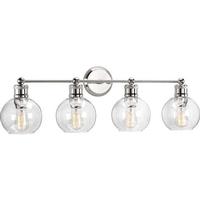 Progress Lighting 4 Light 120 volt Polished Nickel Vanity Clear Spherical Glass Light Fixture