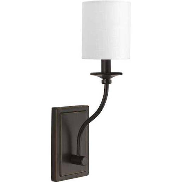1 Light 120 volt Antique Bronze Vanity Linen Fabric Shade Light Fixture