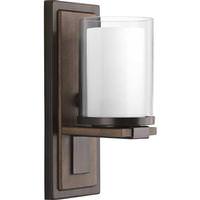 Progress Lighting 1 Light 120 volt Antique Bronze Vanity Etched White Glass Light Fixture