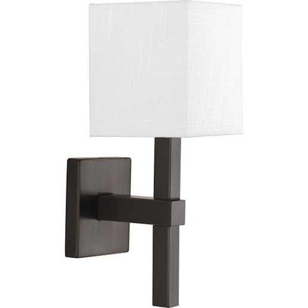 1 Light 120 volt Antique Bronze Vanity Linen Fabric Shade Light Fixture