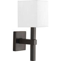 Progress Lighting 1 Light 120 volt Antique Bronze Vanity Linen Fabric Shade Light Fixture