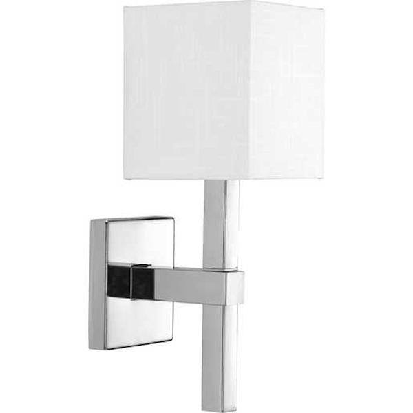 1 Light 120 volt Polished Chrome Vanity Linen Fabric Shade Light Fixture