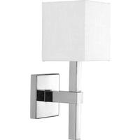 Progress Lighting 1 Light 120 volt Polished Chrome Vanity Linen Fabric Shade Light Fixture