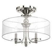Progress Lighting 3 Light 120 volt Polished Nickel Grey Mylar Shade Ceiling Light Fixture
