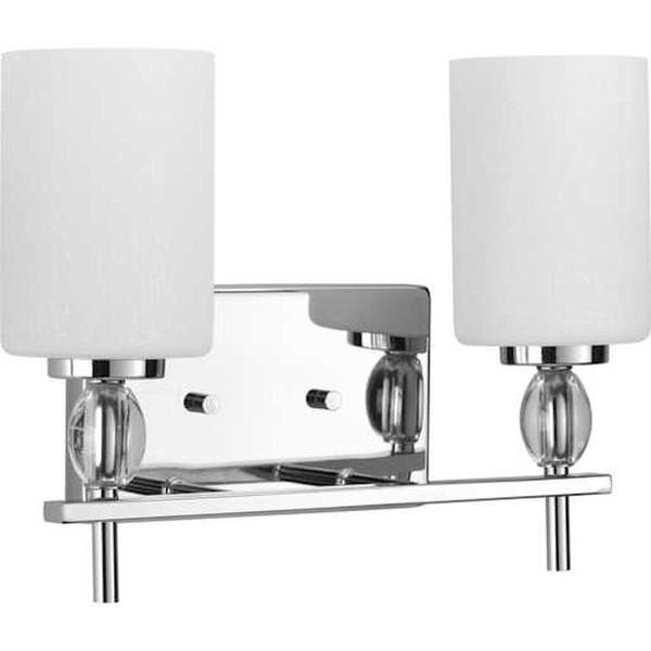 2 Light 120 volt Polished Chrome Vanity Etched Linen Glass Light Fixture
