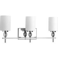 View 3 Light 120 volt Polished Chrome Vanity Etched Linen Glass Light Fixture