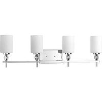 Progress Lighting 4 Light 120 volt Polished Chrome Vanity Etched Linen Glass Light Fixture