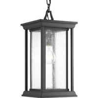 Progress Lighting 1 Light Black with Clear Seeded Glass Endicott Hanging Light Fixture