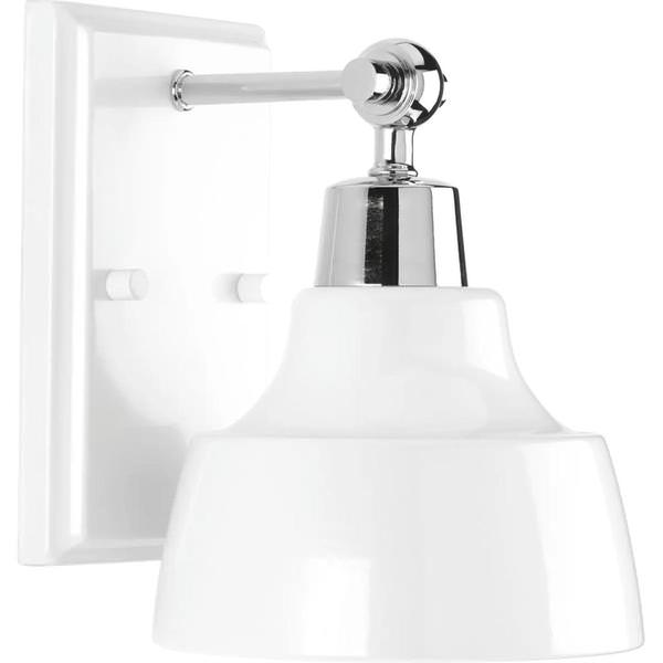 1 Light 120 volt Polished Chrome White Metal Shades Vanity Light Fixture