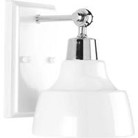 Progress Lighting 1 Light 120 volt Polished Chrome White Metal Shades Vanity Light Fixture