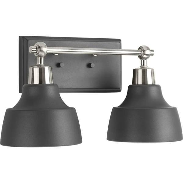 2 Light 120 volt Brushed Nickel Graphite Metal Shades Vanity Light Fixture