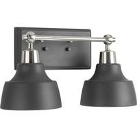 View 2 Light 120 volt Brushed Nickel Graphite Metal Shades Vanity Light Fixture