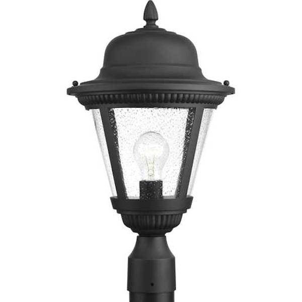 1 Light Black with Clear Seeded Glass Wall Light Fixture