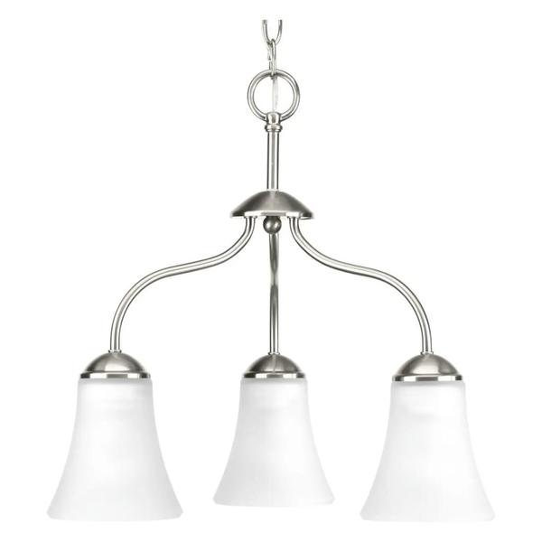 5 Light Brushed Nickel Etched Glass Shade Chandelier Light Fixture