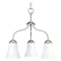Progress Lighting 5 Light Brushed Nickel Etched Glass Shade Chandelier Light Fixture