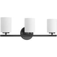 View 3 Light 120 volt Textured Black Vanity Etched White Glass Light Fixture