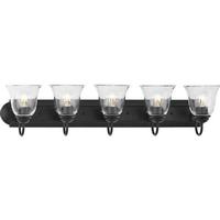 Progress Lighting 5 Light 120 volt Matte Black Vanity Etched Glass Light Fixture