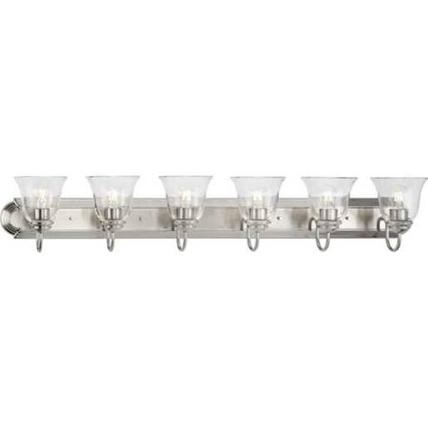 6 Light 120 volt Brushed Nickel Vanity Etched Glass Light Fixture