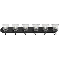 Progress Lighting 6 Light 120 volt Matte Black Vanity Etched Glass Light Fixture