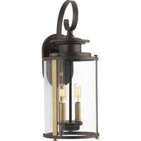 Progress Lighting 2 Light Antique Bronze with Clear Curved Glass Squire Wall Light Fixture