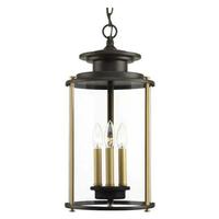 Progress Lighting 3 Light Antique Bronze with Clear Curved Glass Hanging Light Fixture