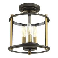 Progress Lighting 3 Light Antique Bronze with Clear Curved Glass Convertible Light Fixture