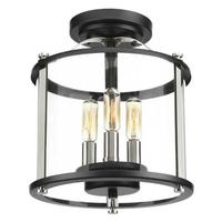 Progress Lighting 3 Light Black with Clear Curved Glass Convertible Light Fixture