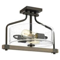 Progress Lighting 2 Light Antique Bronze Clear Seeded Glass Semi-Flush Ceiling Light Fixture
