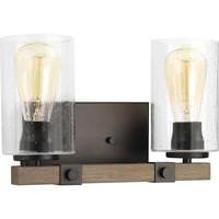 View 2 Light 120 volt Antique Bronze Vanity Clear Seeded Glass Light Fixture