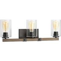View 3 Light 120 volt Antique Bronze Vanity Clear Seeded Glass Light Fixture