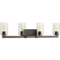 View 4 Light 120 volt Antique Bronze Vanity Clear Seeded Glass Light Fixture