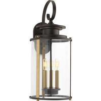 Progress Lighting 3 Light Antique Bronze with Clear Curved Glass Squire Wall Light Fixture