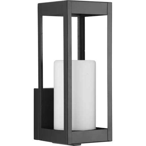 1 Light Black with Etched Opal Glass Patewood Wall Light Fixture