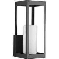 Progress Lighting 1 Light Black with Etched Opal Glass Patewood Medium Wall Light Fixture