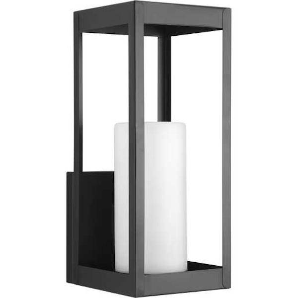 1 Light Black with Etched Opal Glass Patewood Large Wall Light Fixture