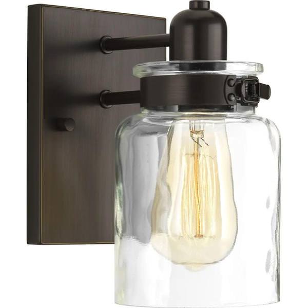 1 Light 120 volt Antique Bronze Vanity Clear Glass Light Fixture
