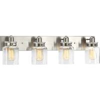 Progress Lighting 4 Light 120 volt Brushed Nickel Vanity Clear Glass Light Fixture