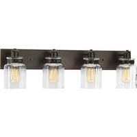 Progress Lighting 4 Light 120 volt Antique Bronze Vanity Clear Glass Light Fixture