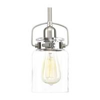 Progress Lighting 1 Light Brushed Nickel Clear Glass Shade Mini Pendant Light Fixture