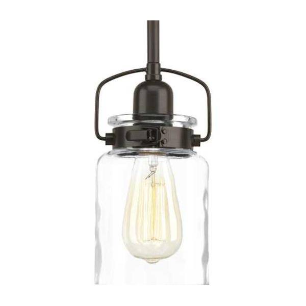 1 Light Antique Bronze Clear Glass Shade Mini Pendant Light Fixture